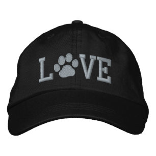 LOVE with Dog Paw Print Embroidered Hat