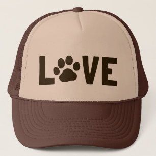 LOVE with Dog Paw Print Trucker Hat