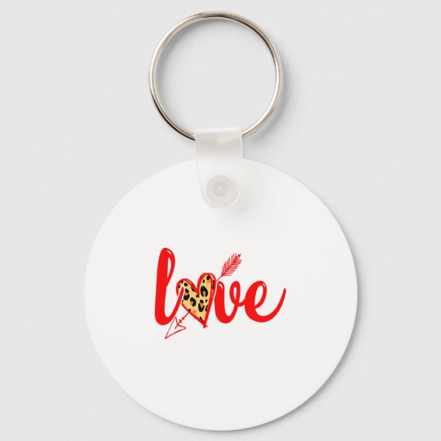 Love With Heart Valentine Day Premium  Keychain (Front)