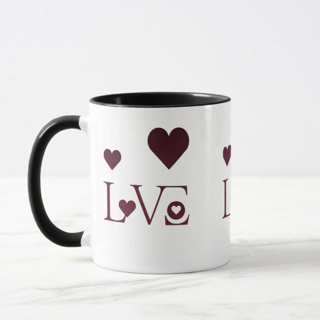Love with Hearts – Romantic Minimalist Combo Mug (Left)