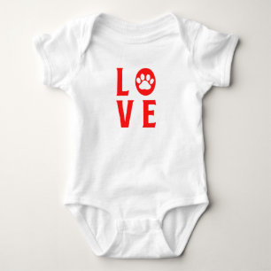 Love with Paw Print (Cats, Dogs, Pets) Baby Bodysuit