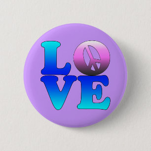 Love with Peace Sign 2 Inch Round Button