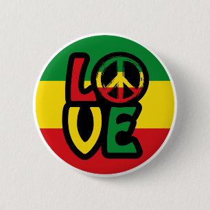 LOVE with peace symbol, reggae style 2 Inch Round Button