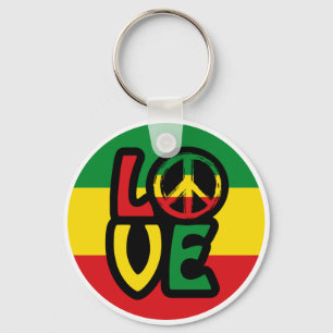 LOVE with peace symbol, reggae style Keychain