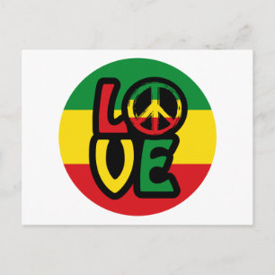 LOVE with peace symbol, reggae style Postcard