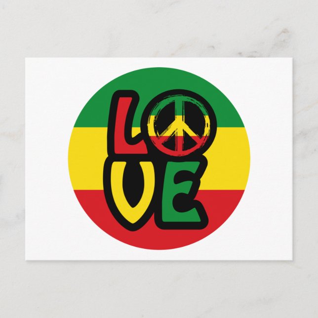 LOVE with peace symbol, reggae style Postcard (Front)