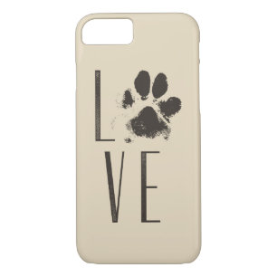 Love with Pet Paw Print Brown Grunge Typography iPhone 8/7 Case