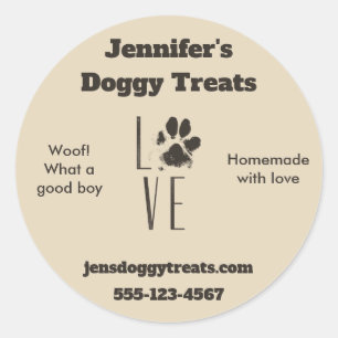 Love with Pet Paw Print Pet Business Classic Round Sticker