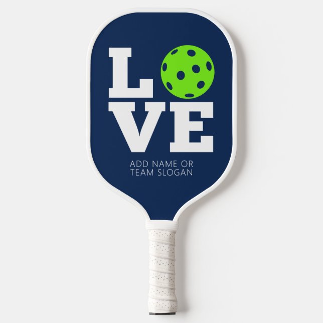 LOVE with pickle ball for the O - can edit green Pickleball Paddle (Front)