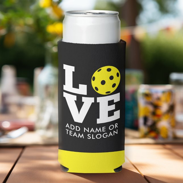 LOVE with pickle ball for the O - pickleball Seltzer Can Cooler (Pickleball Party Personalized can coolers - add your name)