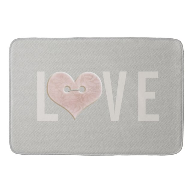 LOVE with Pink Heart | Bath Mat (Front)