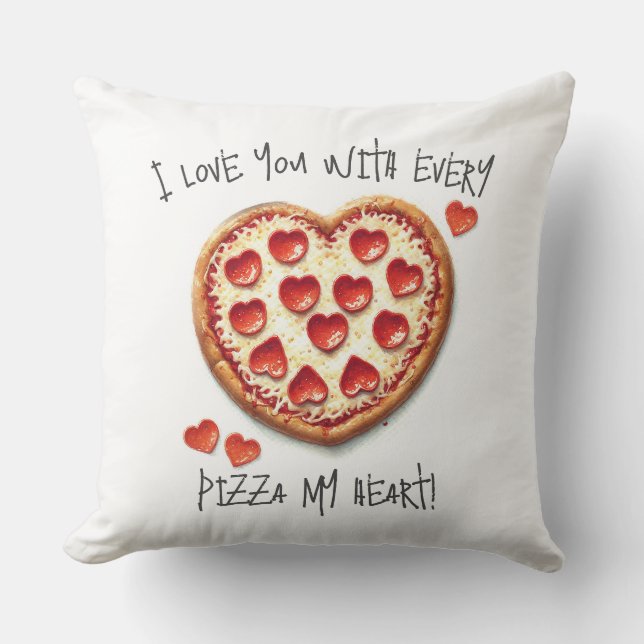 Love With Pizza My Heart Throw Pillow (Front)