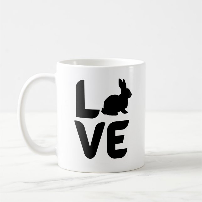 Love with Rabbit Black Design  Coffee Mug (Left)