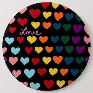 Love With Rainbow of Hearts 6 Inch Round Button