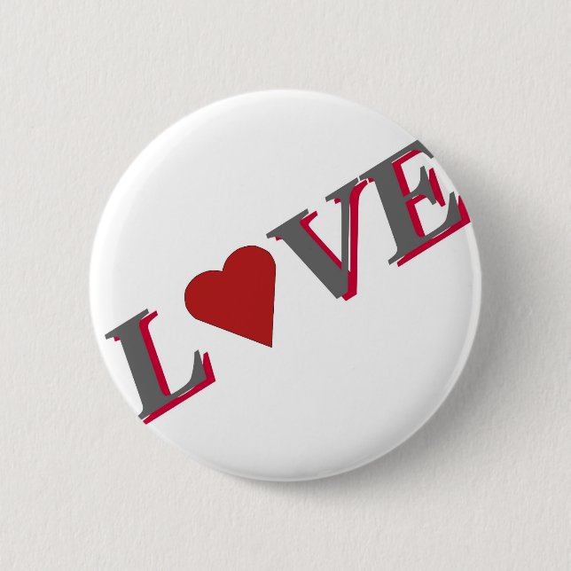 Love  with Red Heart 2 Inch Round Button (Front)