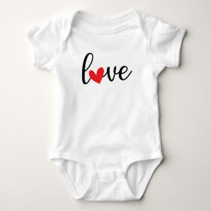 Love with Red Heart, Pretty Simple Design  Baby Bodysuit