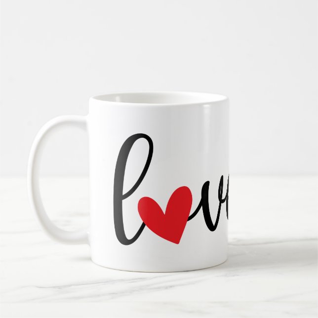 Love with Red Heart, Pretty Simple Design  Coffee Mug (Left)