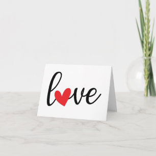 Love with Red Heart, Pretty + Simple PERSONALIZED Card