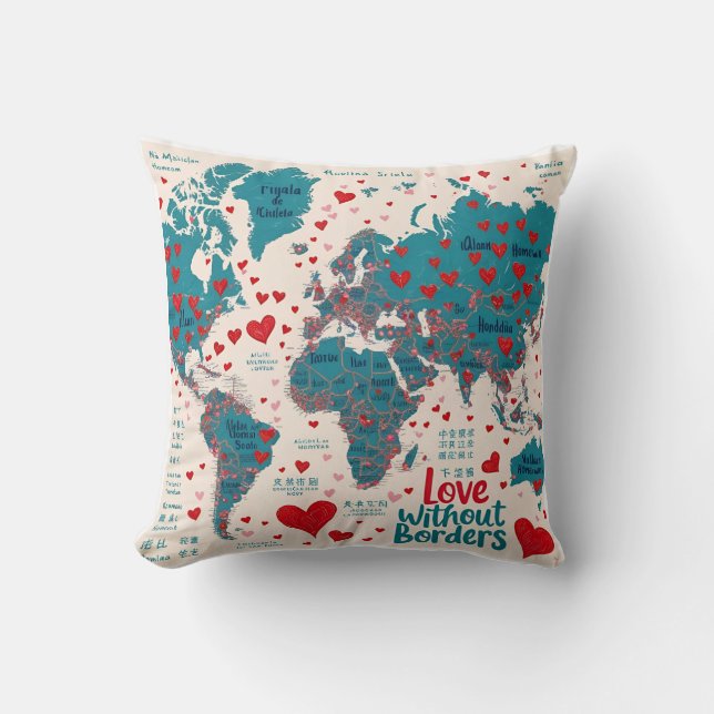 Love Without Borders Throw Pillow (Front)
