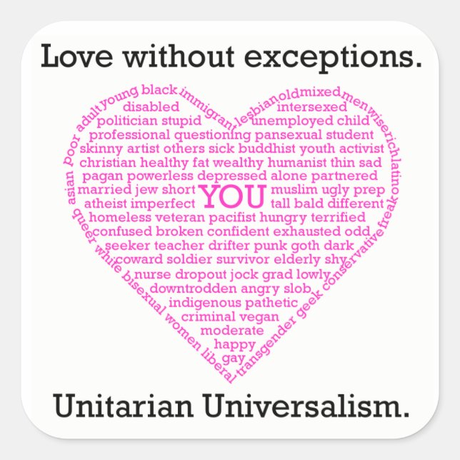 Love Without Exceptions Heart Sheet of 6 Stickers (Front)
