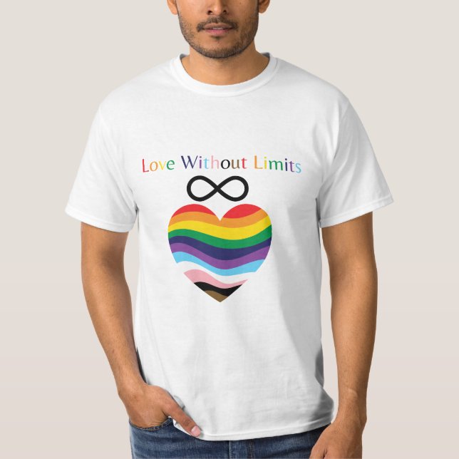 Love Without Limits – Rainbow Heart with Infinity  T-Shirt (Front)