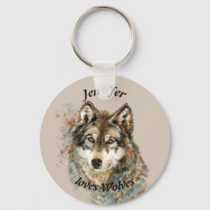 Love Wolves Wolf Quote Custom Name Personalized Keychain