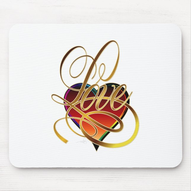 Love Word and Heart Mouse Pad (Front)