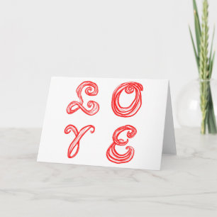 LOVE word art fabric font red letters Card