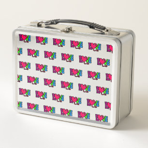 Love Word Art Typography Metal Lunch Box