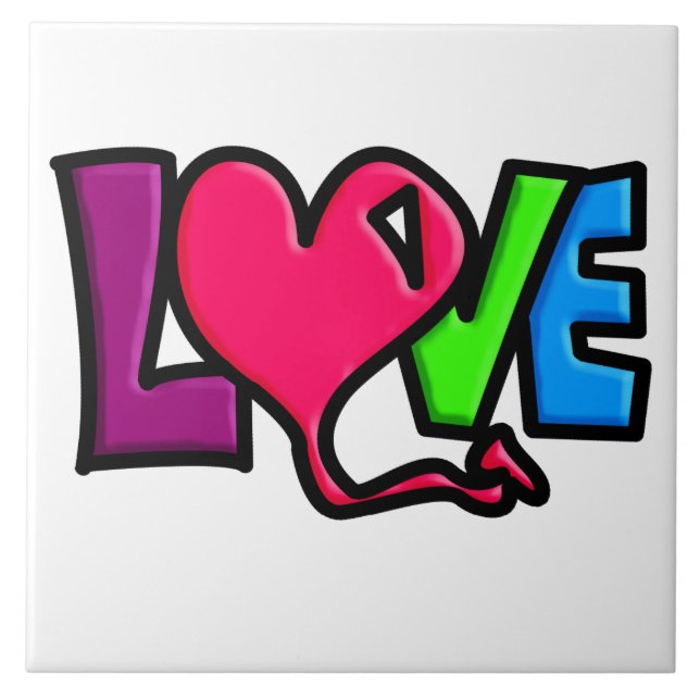 Love Word Art Typography Tile (Front)