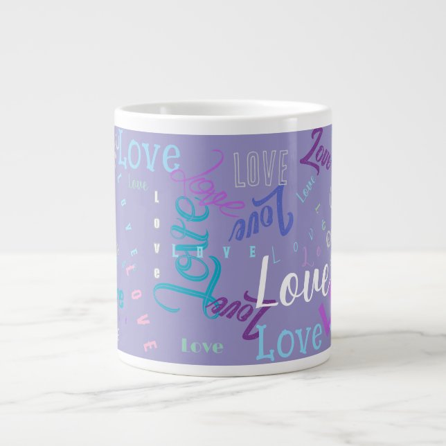 Love Word Grafitti Repeating Word (Customizable) Large Coffee Mug (Front)