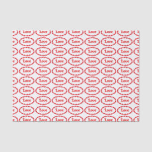 Love Word in Red and White Ovals Pattern  Tissue Paper