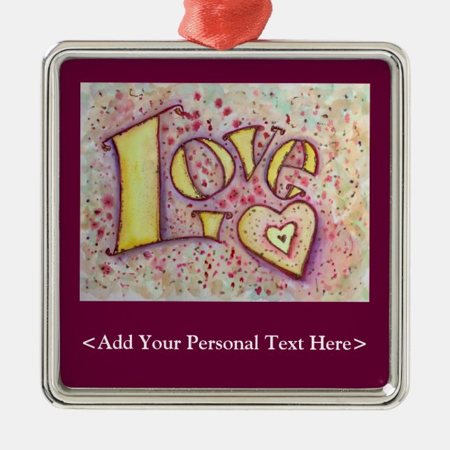 Love Word Ornament with Customized Text Option (Front)