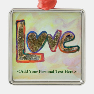 Love Word Ornament with Customized Text Option
