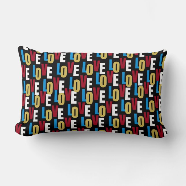 Love word pattern lumbar pillow (Front)