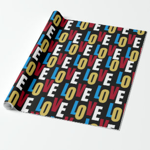 Love word pattern wrapping paper
