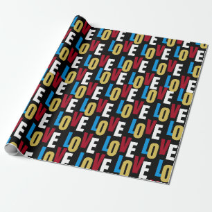 Love word pattern wrapping paper