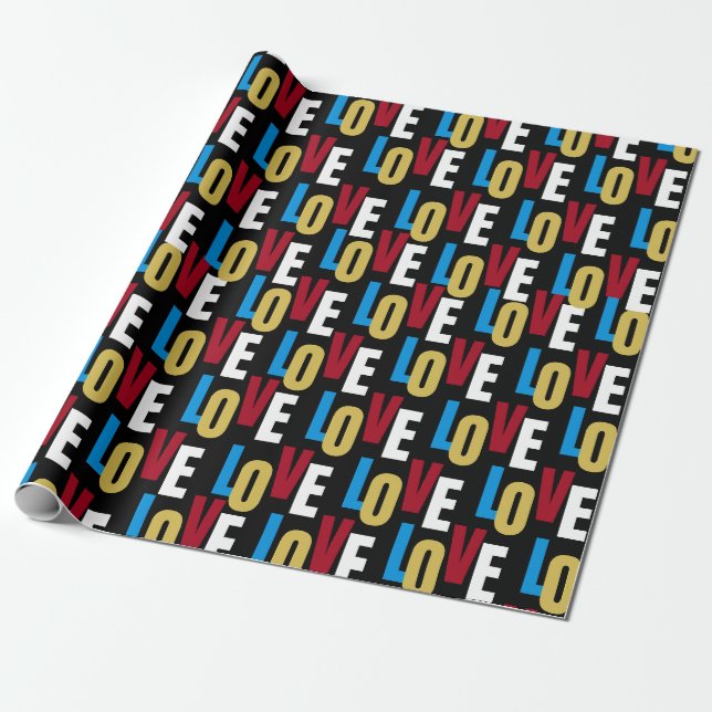 Love word pattern wrapping paper (Unrolled)