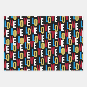 Love word pattern wrapping paper sheet