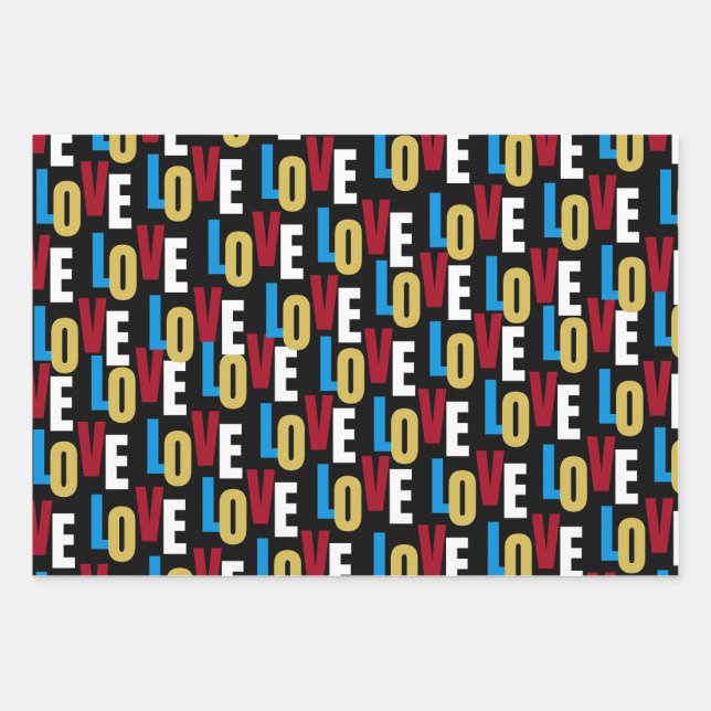 Love word pattern wrapping paper sheet (Front)