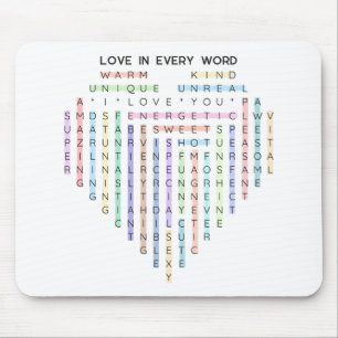 Love Word Quest - Heart Puzzle - I Love You Mouse Pad