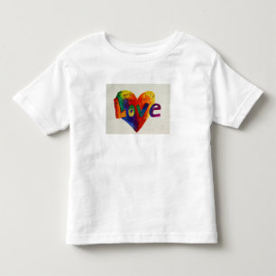 Love Word Rainbow Heart Glitter Art Tee Shirt