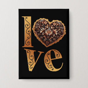 Love word with romantic filigree pink heart