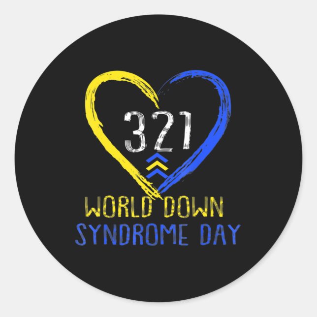 Love World Down Syndrome Awareness Day Love  Classic Round Sticker (Front)