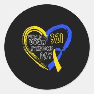 Love World Down Syndrome Awareness Day Love  Classic Round Sticker