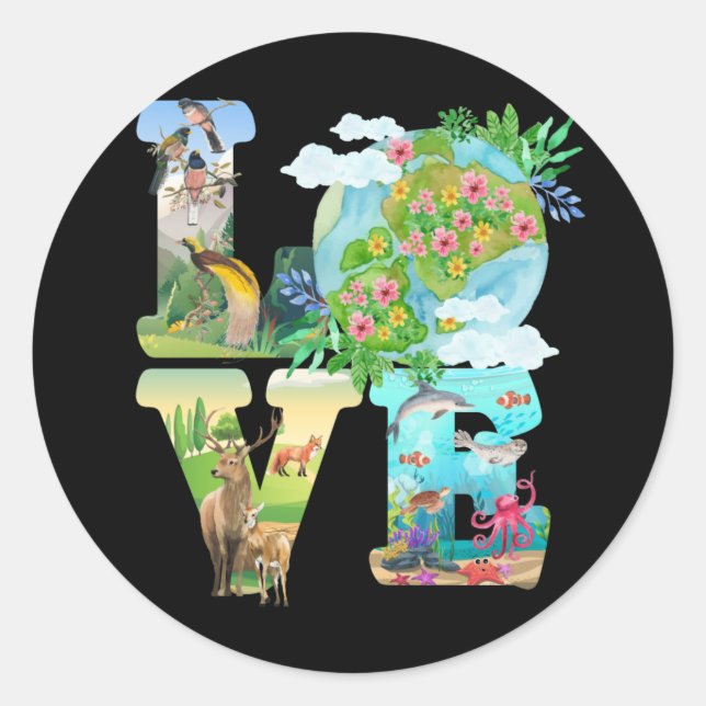 Love World Earth Day 2022 Planet Environmental Classic Round Sticker (Front)