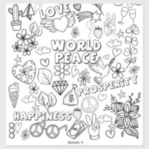 Love World Peace Prosperity Happy Colouring Sticke