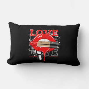 love worldwide streetwear lips vintage fashion lumbar pillow