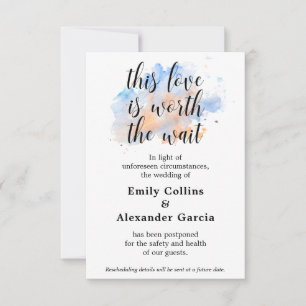 Love Worth The Wait   Wedding Event Postponed Card
