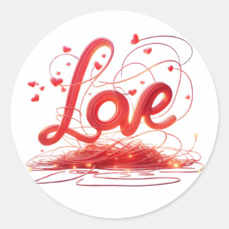 Love Woven With Red Wires Classic Round Sticker